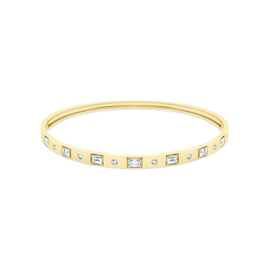 1.29ct 14k Yellow Gold Mixed Shape Diamond Bangle — photo 1 of 2