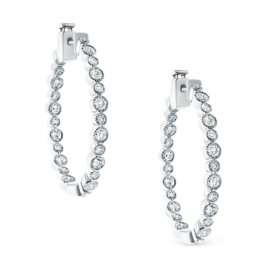1.38ct 18k White Gold Diamond Hoops — photo 1 of 2