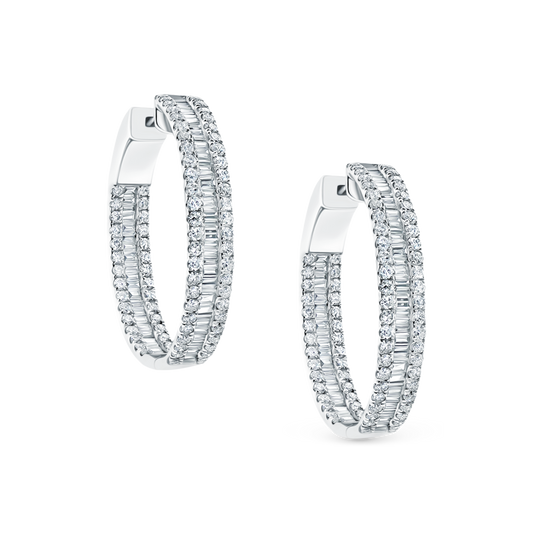 1.40ct 18k White Gold Diamond Hoops — photo 1 of 2