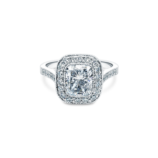 1.76ct Cushion Halo Diamond Engagement Ring — photo 1 of 3