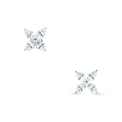 150-6615 1.57ct 18k White Gold Diamond Flower Cluster Earrings