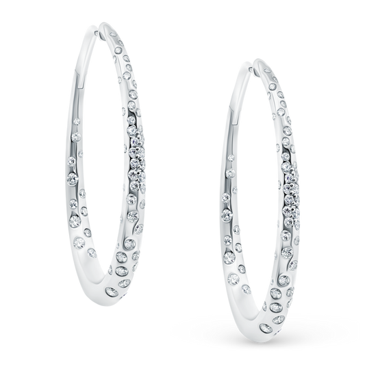 1.63ct 18k White Gold Diamond Oval Hoops — photo 1 of 2
