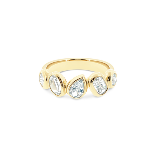 18k yellow gold five stone diamond band 110-9243