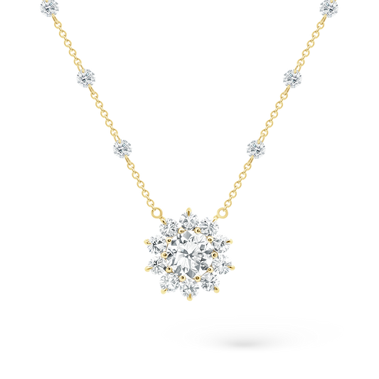 1.80ct 18k Yellow Gold Diamond Flower Pendant - SKU 160-5266