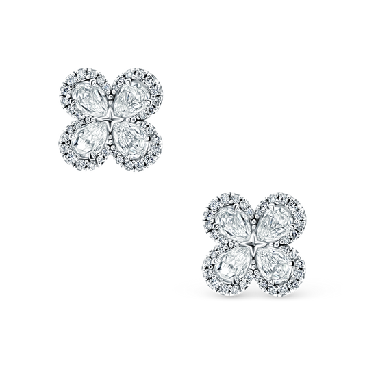 1.89ct 14k White Gold Diamond Flower Fashion Studs — photo 1 of 2