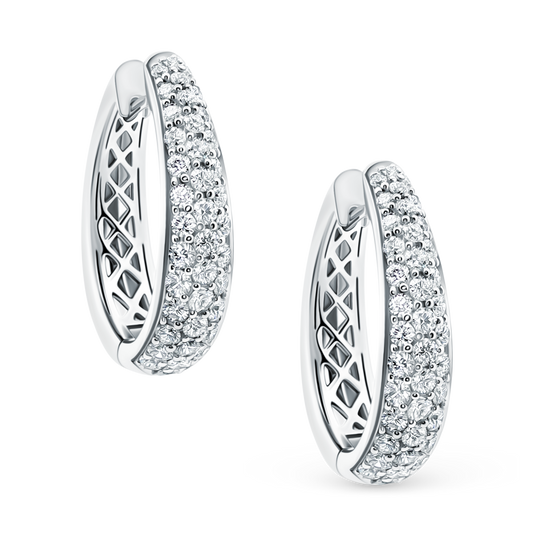 1.94ct 18k White Gold Pave Diamond Hoops — photo 1 of 2