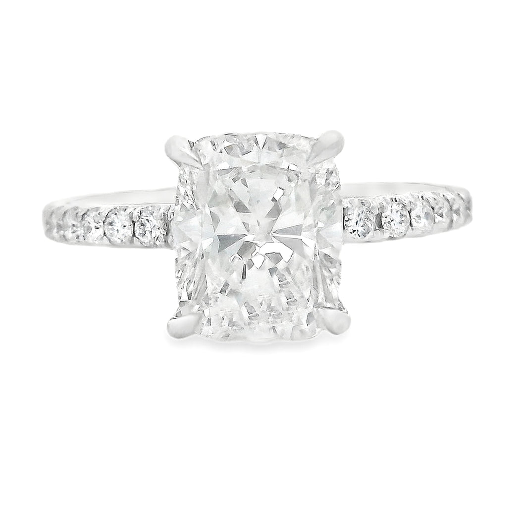 2.47ct 14k White Gold Cushion Cut Engagement Ring