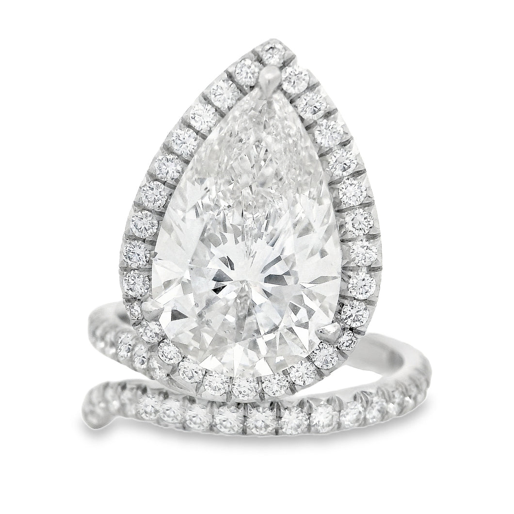 Pear Shape Diamond Platinum Engagement Ring