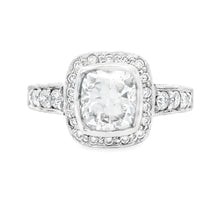 2.25ct 18k White Gold Cushion Cut Diamond Halo Engagement Ring