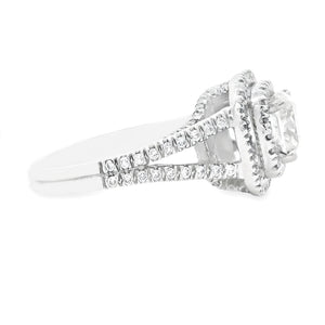 1.65ct Platinum cushion Cut Diamond Halo Engagement Ring