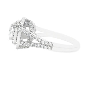 1.65ct Platinum cushion Cut Diamond Halo Engagement Ring