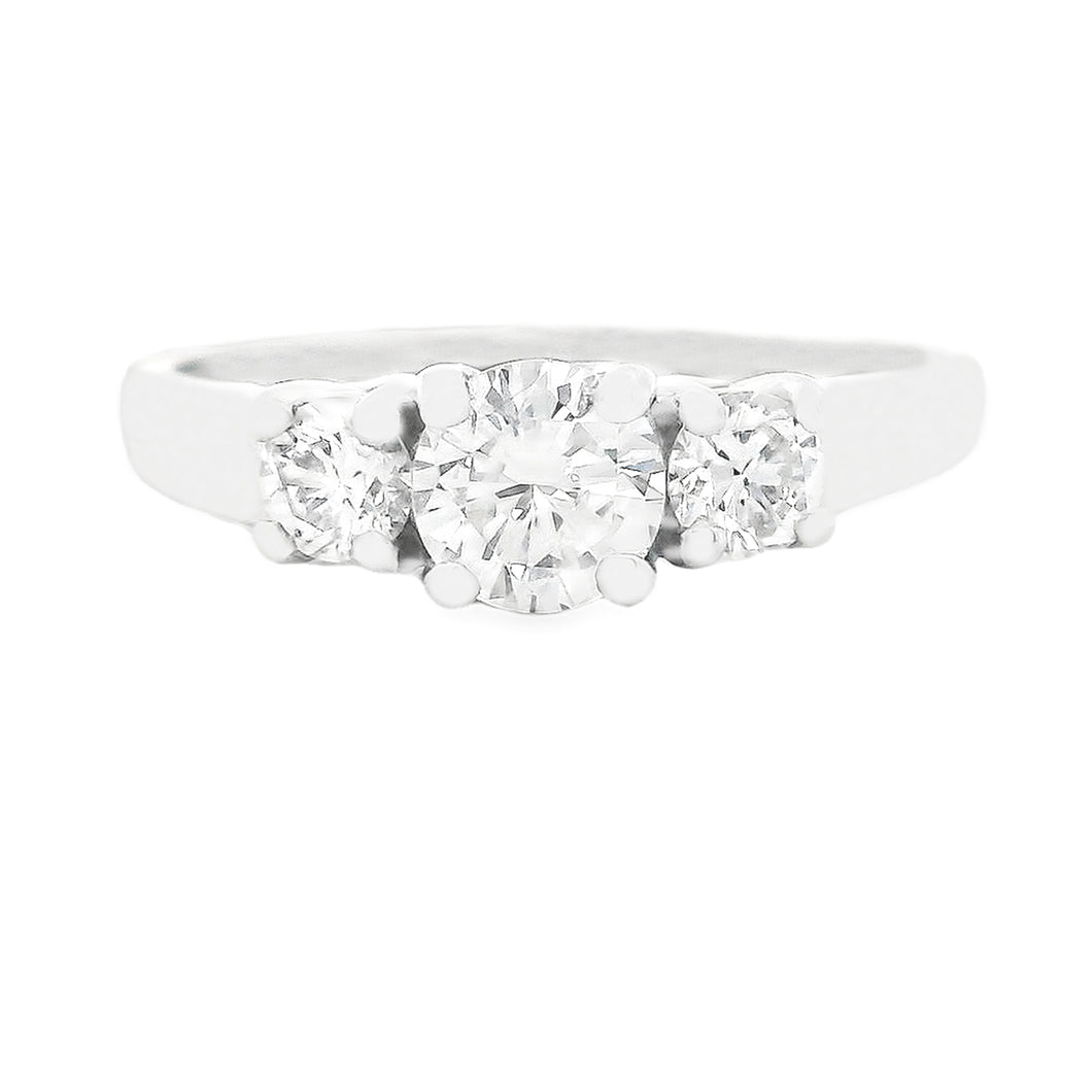 .71ct Three Stone Round Cut Platinum Diamond Engagement Ring
