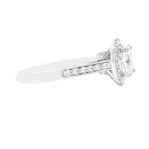 1.29ct Cushion Cut 18k White Gold Halo Engagement Ring
