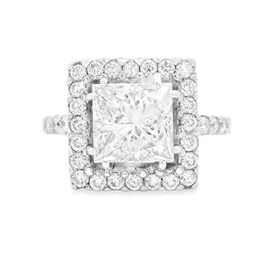 2.54ct 18k White Gold Princess Cut Diamond Halo Engagement Ring