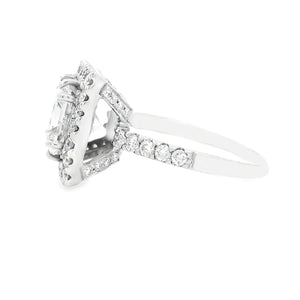 2.54ct 18k White Gold Princess Cut Diamond Halo Engagement Ring
