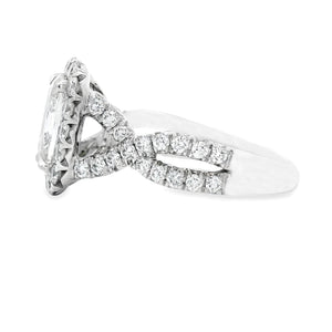2.54ct 18k White Gold Cushion Cut Diamond Halo Engagement Ring