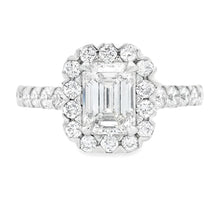 1.82ct Emerald Cut 14k White Gold Halo Diamond Engagement Ring