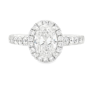 1.49ct Oval Cut 14k White Gold Halo Engagement Ring