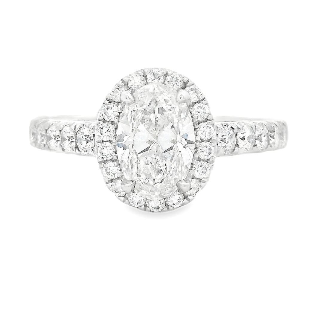 1.49ct Oval Cut 14k White Gold Halo Engagement Ring