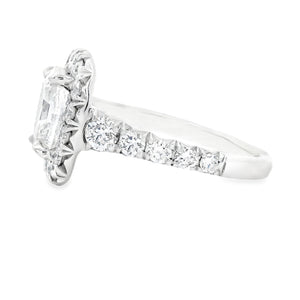 3.01ct 18k White Gold Cushion Cut Diamond Halo Engagement Ring