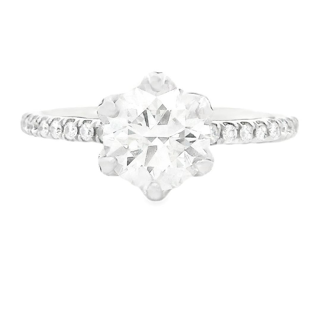 1.72ct 14k White Gold Round Cut Diamond Engagement Ring