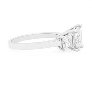 3.21ct Three Stone Princess Cut Platinum Diamond Engagement Ring