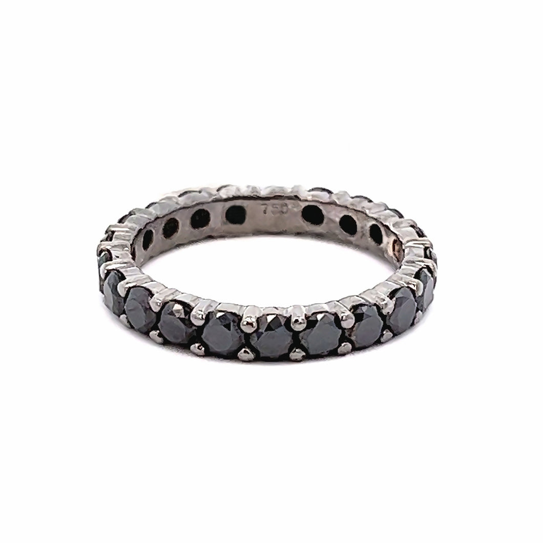 14K White Gold Black Diamond Eternity Band