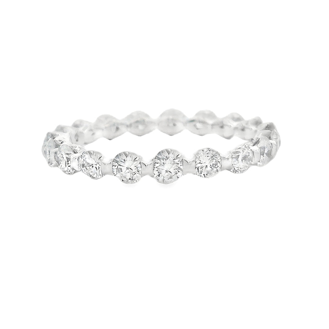 This gorgeous 14k white gold diamond eternity band features 19 roun...