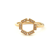 Stylish 14k yellow gold diamond ring.