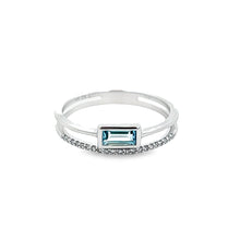 14k White Gold Diamond and Blue Topaz Ring. 21 diamonds total appro...