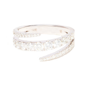 This gorgeous 14k white gold diamond ring features 33 round brillia...
