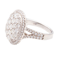 This gorgeous 18k white gold fashion ring features 105 stunning rou...
