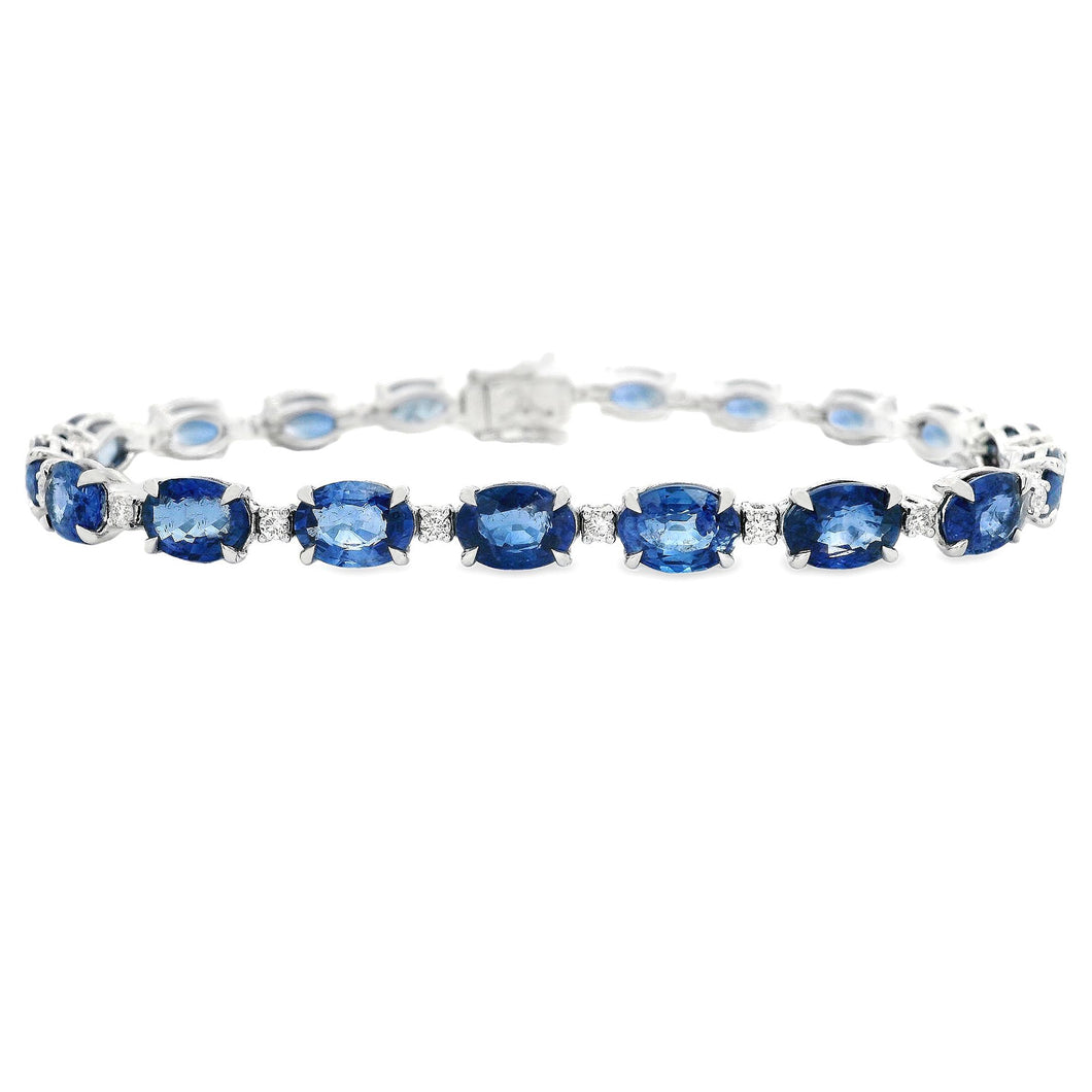 This beautiful 18k white gold bracelet features alternating sapphir...