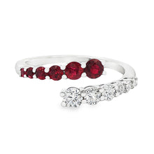 18 White Gold Diamond & Ruby Bypass Ring