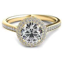 Rolled Round Halo Diamond Engagement Ring