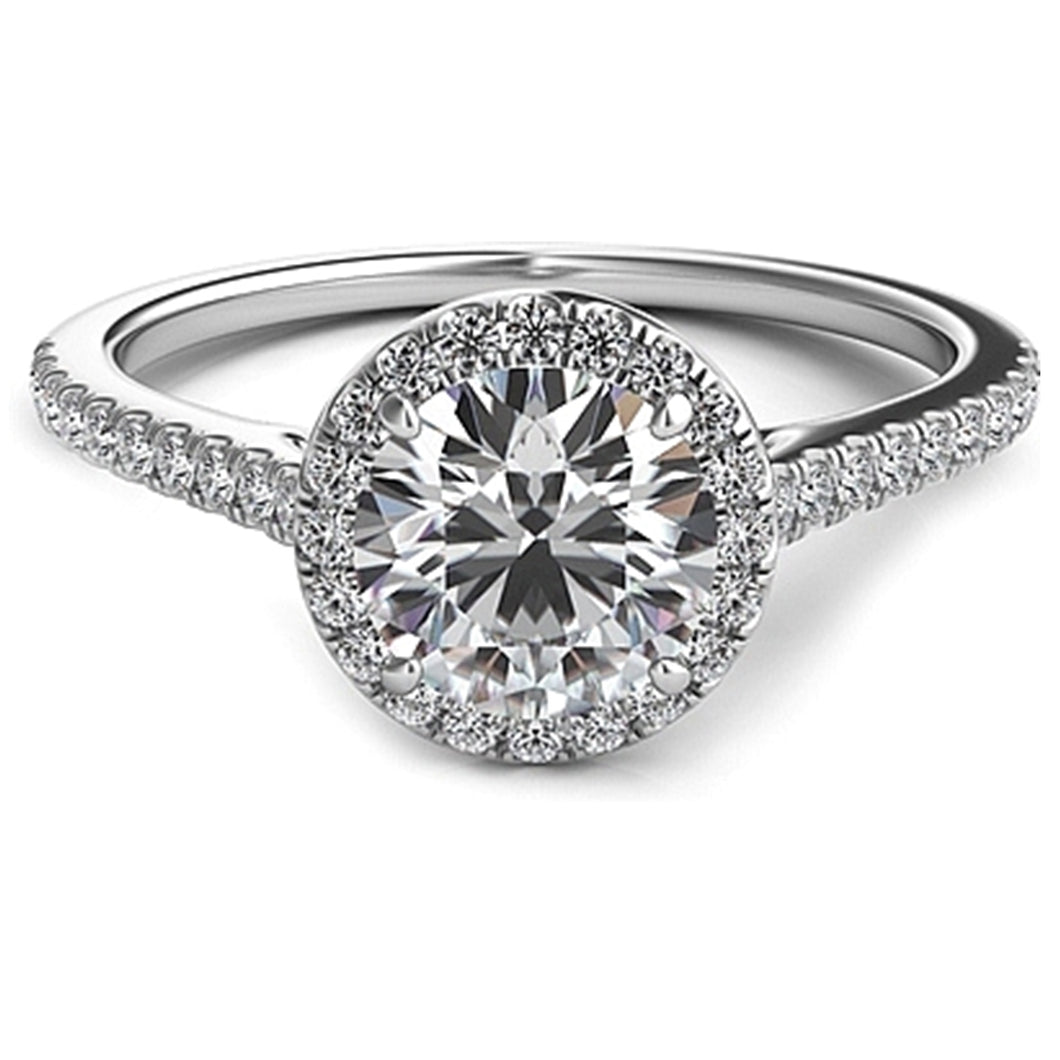 Petite Diamond Halo Engagement Ring