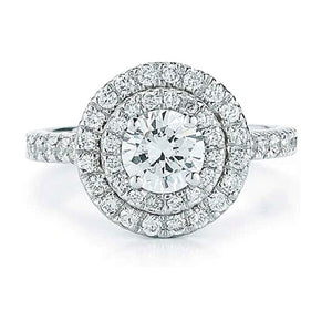 Pave Double Halo Diamond Engagement Ring