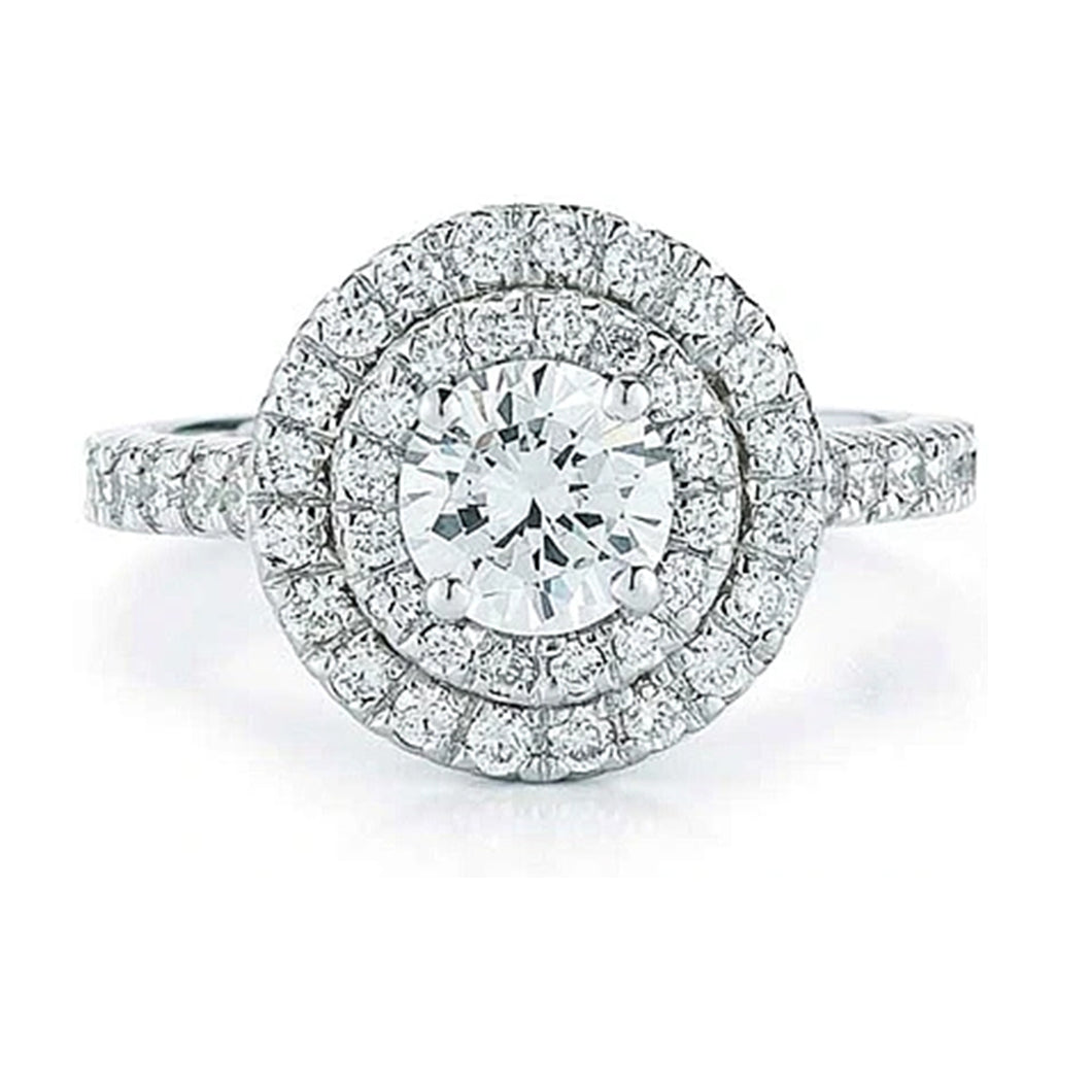 Pave Double Halo Diamond Engagement Ring