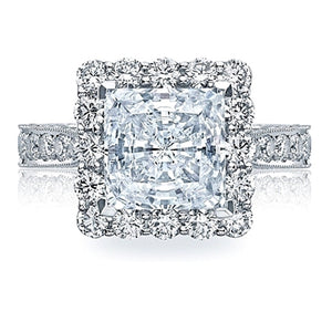 Tacori RoyalT Princess Pave Diamond Halo Engagement Ring
