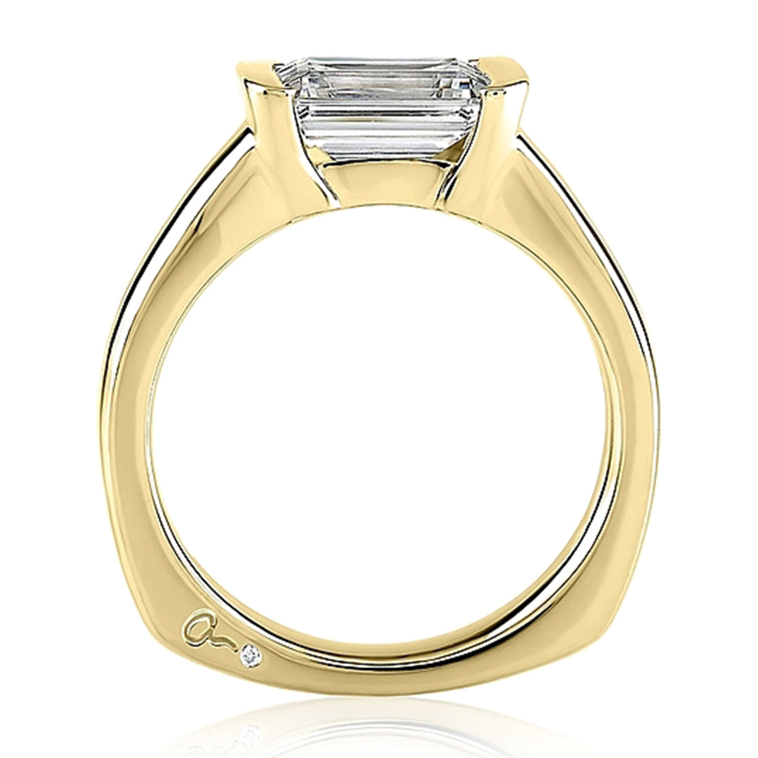 MESEC2342-1 Half Bezel East West Emerald Cut Diamond