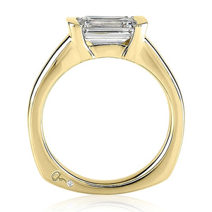A.Jaffe Half Bezel East West Emerald Cut Diamond Engagement Ring