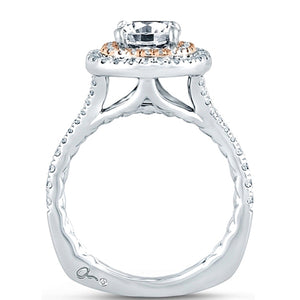 A.Jaffe Double Halo Split Shank Diamond Engagement Ring