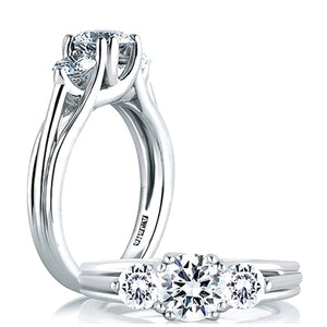 A.Jaffe Three Stone Trellis Diamond Engagement Ring