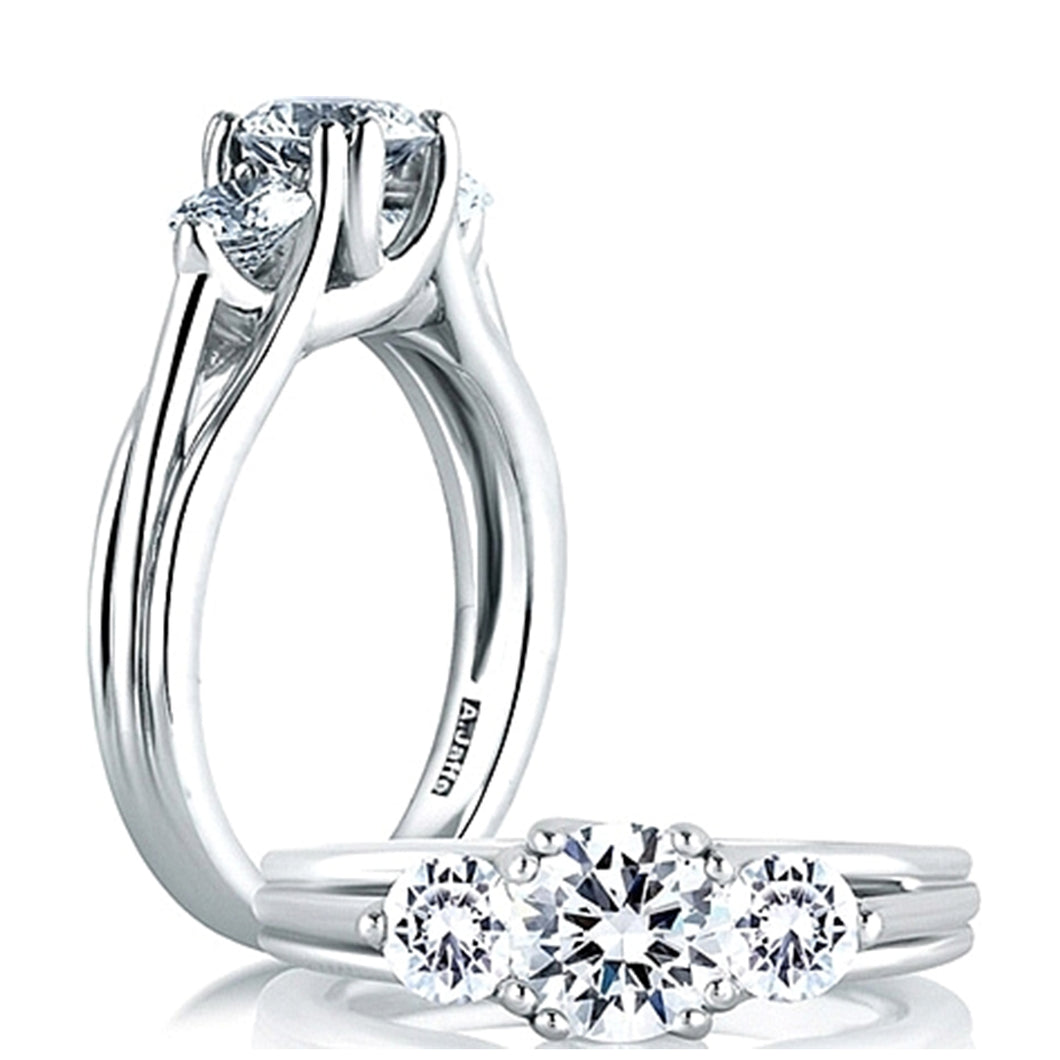 A.Jaffe Three Stone Trellis Diamond Engagement Ring