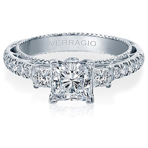 Verragio Three Stone Pave Diamond Engagement Ring
