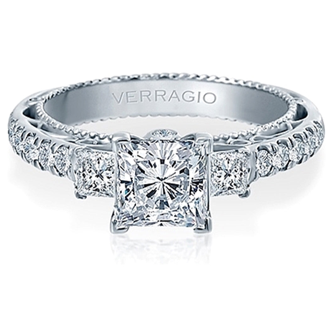 Verragio Three Stone Pave Diamond Engagement Ring