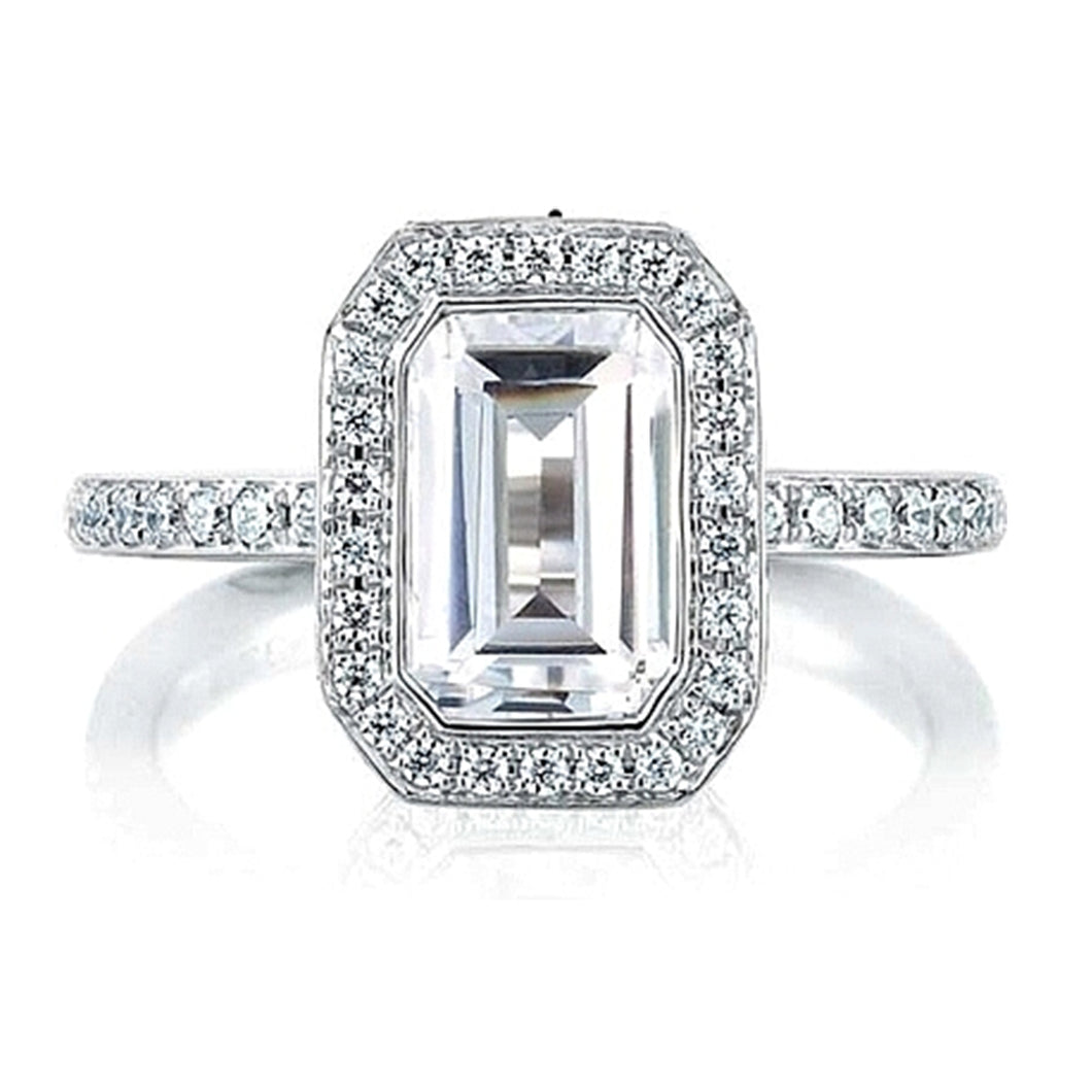A.Jaffe Pave Halo Diamond Engagement Ring