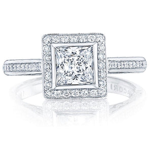 Tacori Bezel Set Pave Halo Diamond Engagement Ring