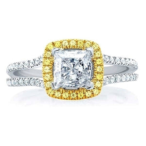A.Jaffe Split Shank Yellow Diamond Engagement Ring