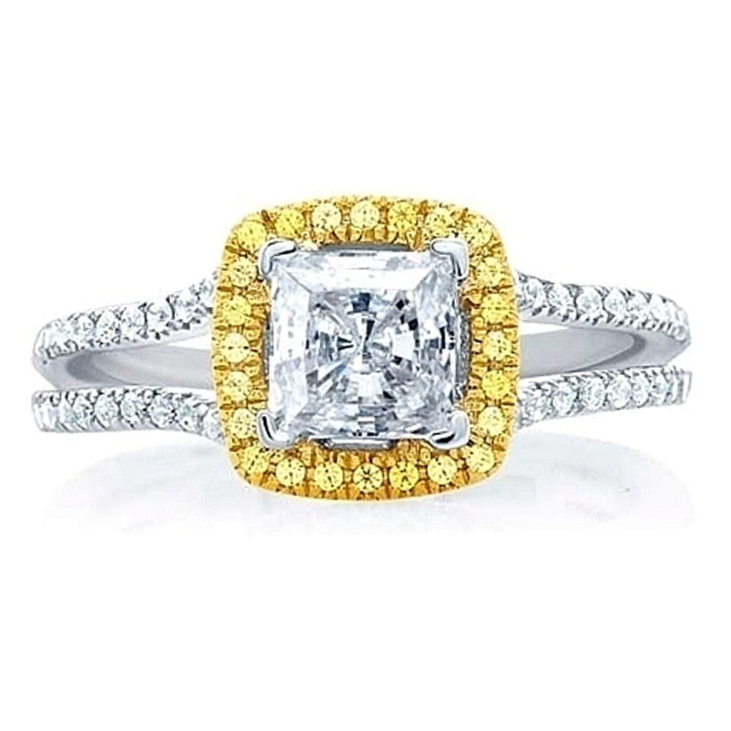 A.Jaffe Split Shank Yellow Diamond Engagement Ring